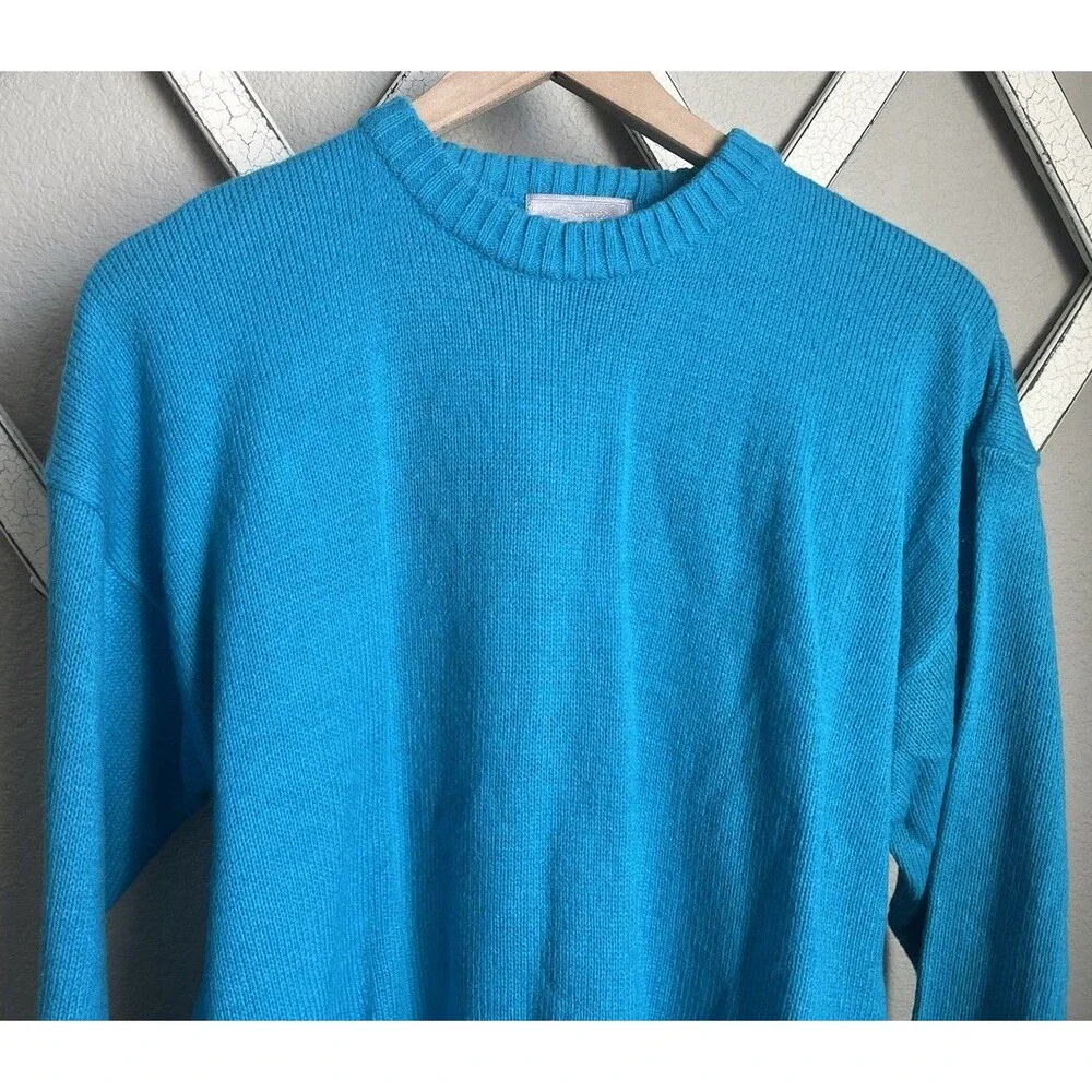 NWT! Vintage Le Tigre Men's L Pullover Sweater - Turquoise